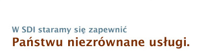 W SDI staramy się zapewnić Państwu niezrównane usługi.